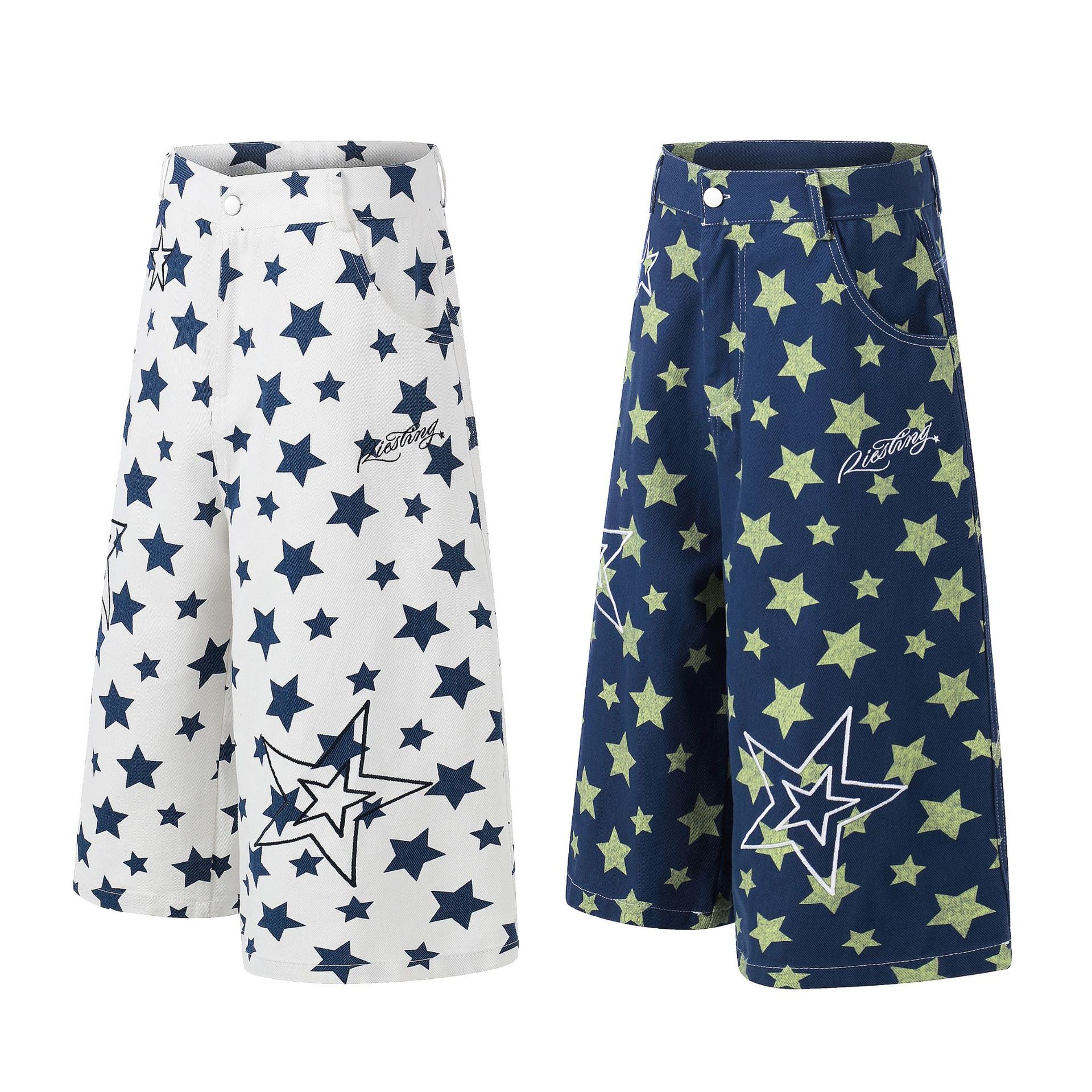 Star Print Denim Jort