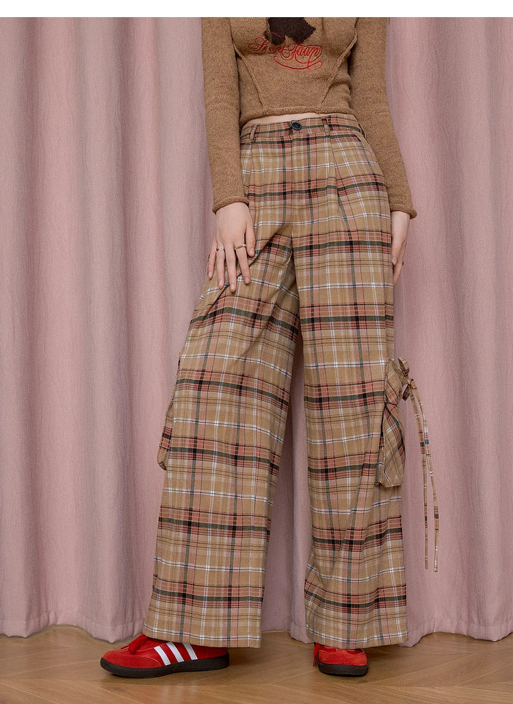 Plaid Wide-Leg Pants