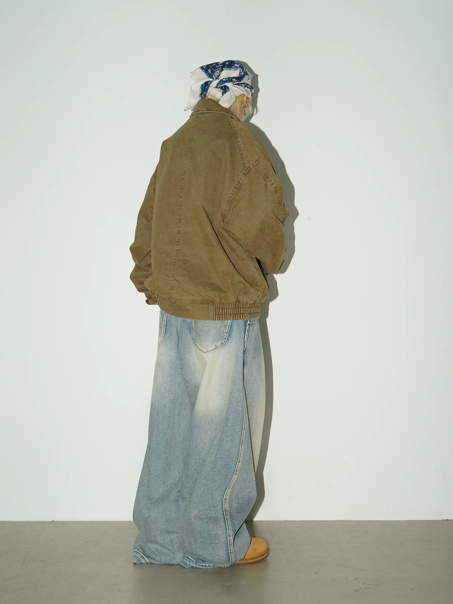 Washed Drape Wide Leg Denim Jeans