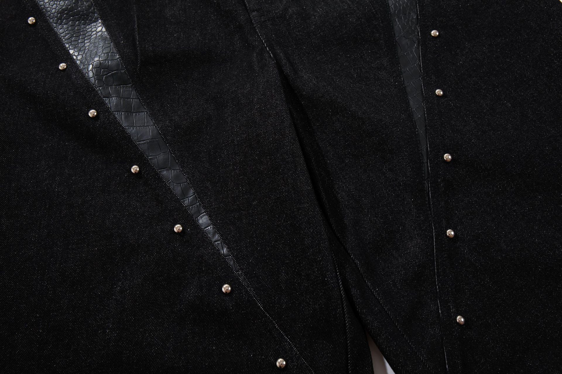 Python Pattern Rivet Denim Jort