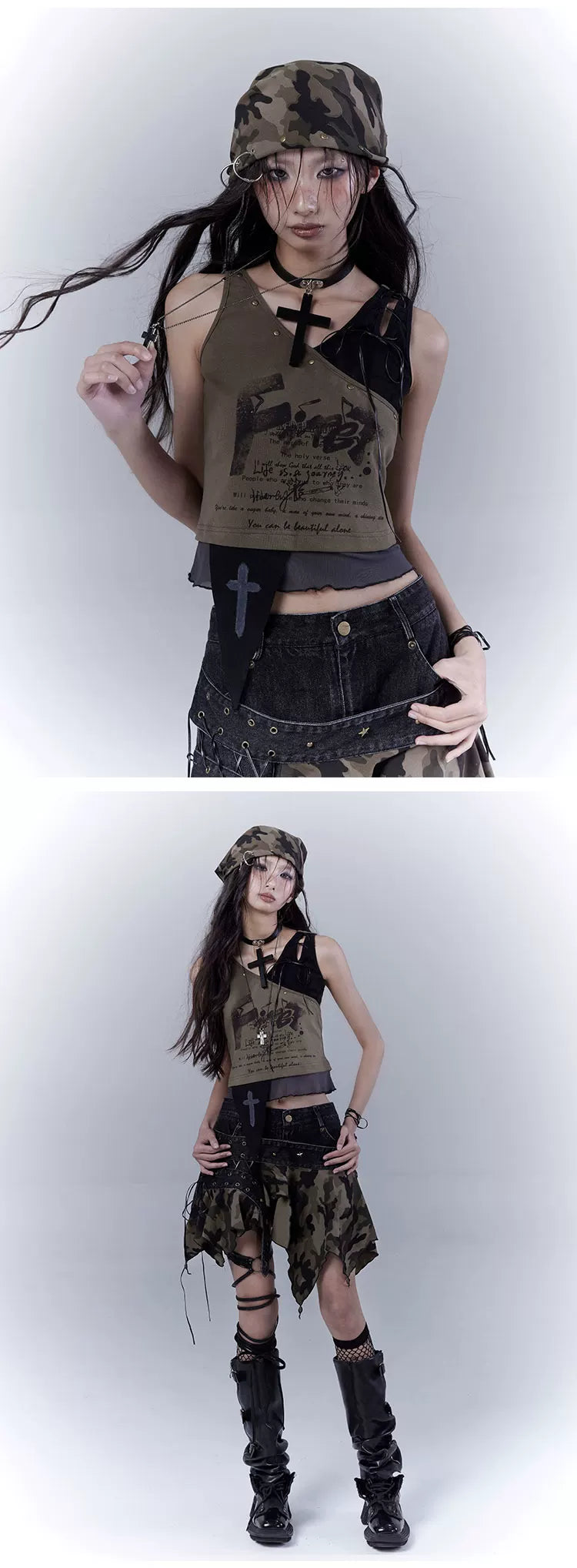Original Design Low Saturation Print Slimming Tank Top