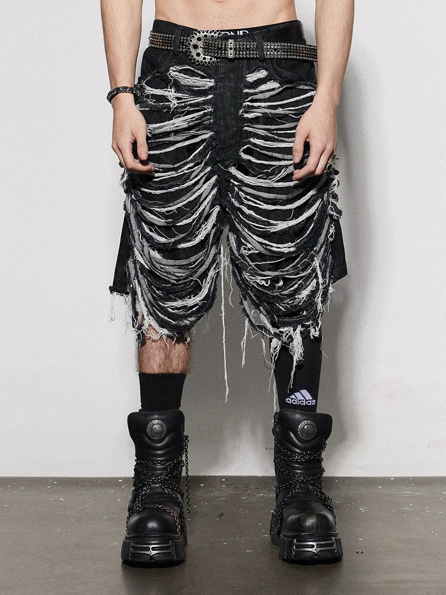 Heavy Washed Cut Denim Half Jeans