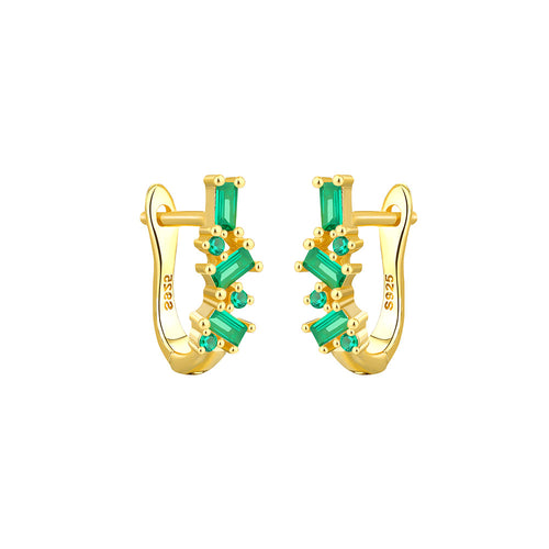 Onregelmatige micro-ingelegde zirkonia oorbellen - 925 zilver / Groen