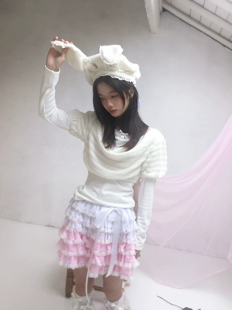 Wire Bunny Ear Lace Beret Hat