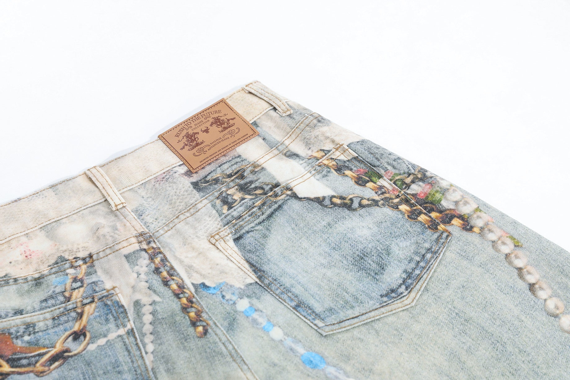 Paint Graphic Print Denim Jort