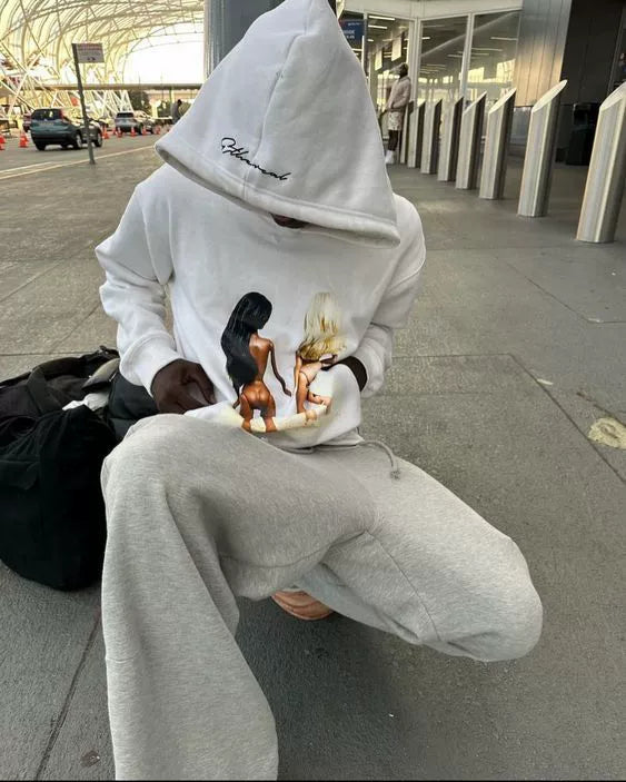 Pantalones deportivos holgados grises de TikTok de moda