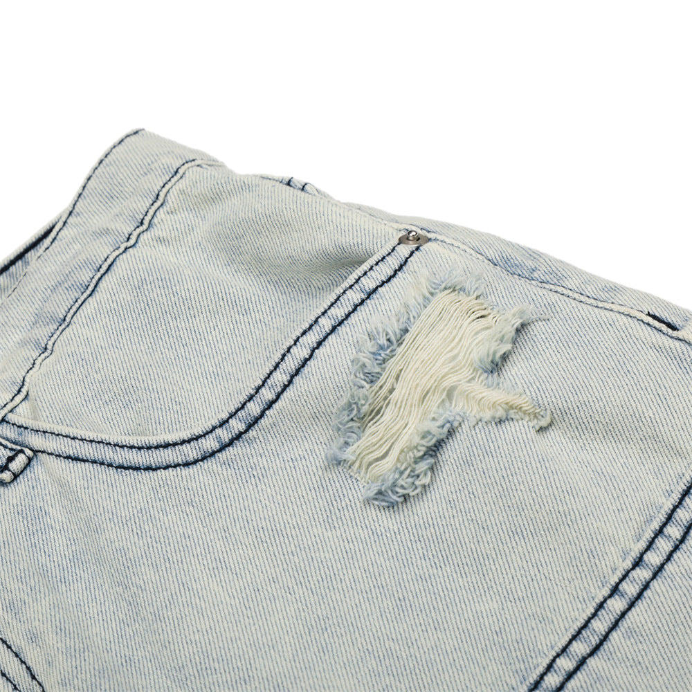 Acid-Washed Wide-Leg Cargo Shorts