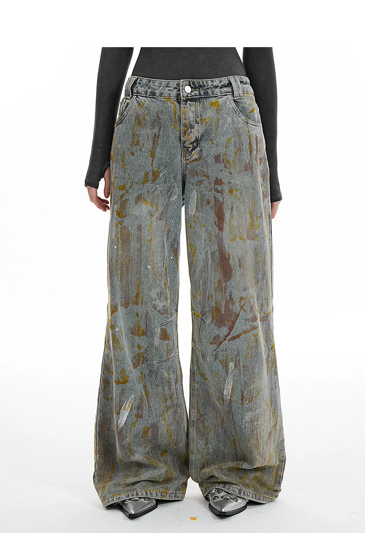 Washed Wide-Leg Denim Jeans