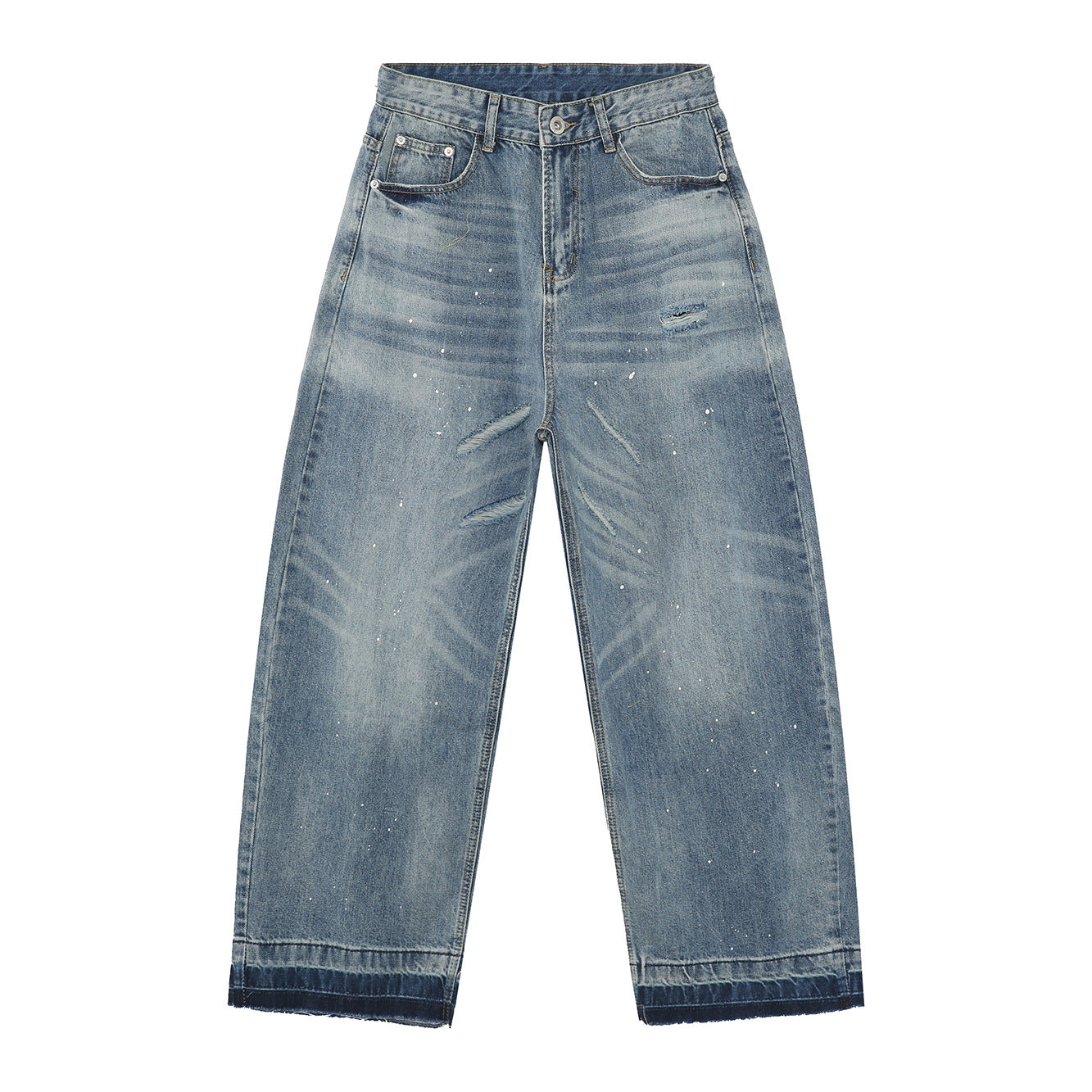 Whiskered Distressed Scimitar Jeans