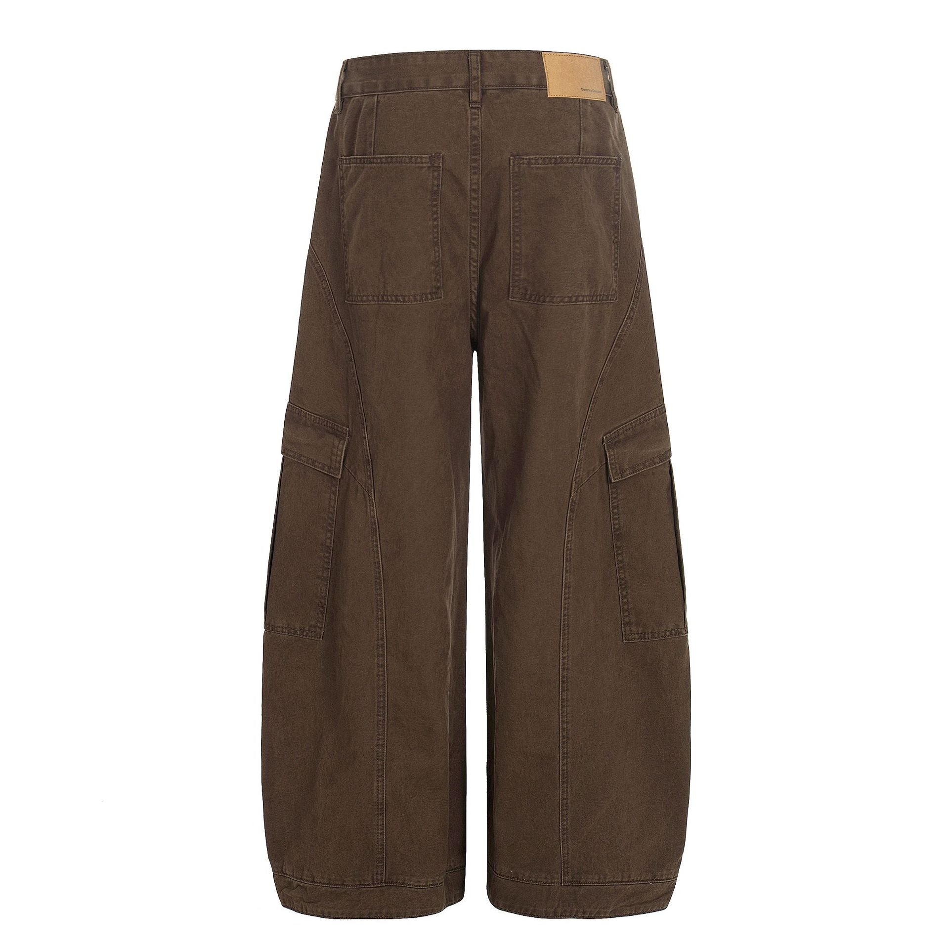 Washed Multi Pocket Curved Cargo Pants