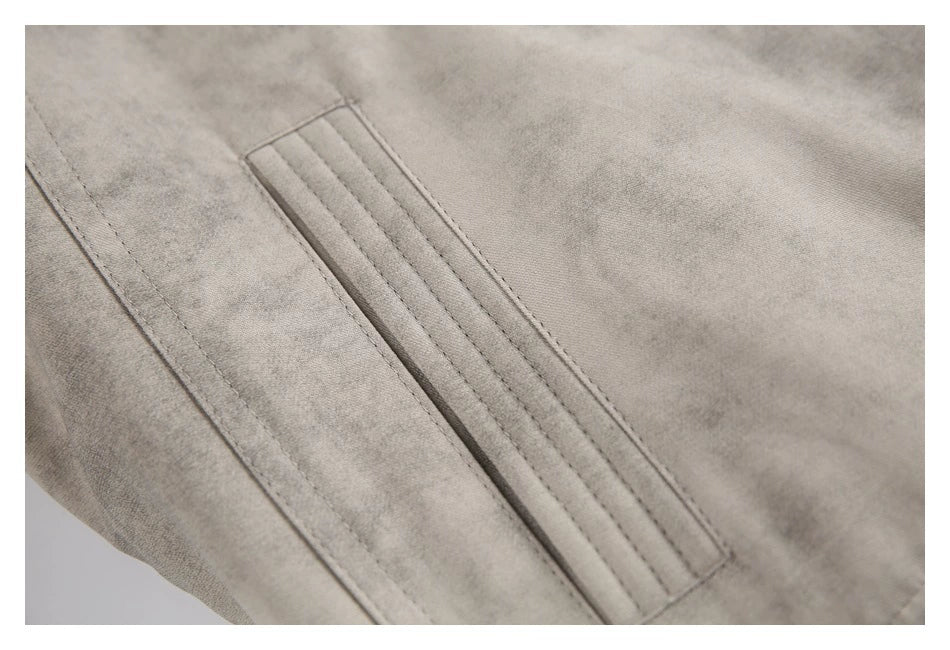 Distressed Stand Collar Jacket