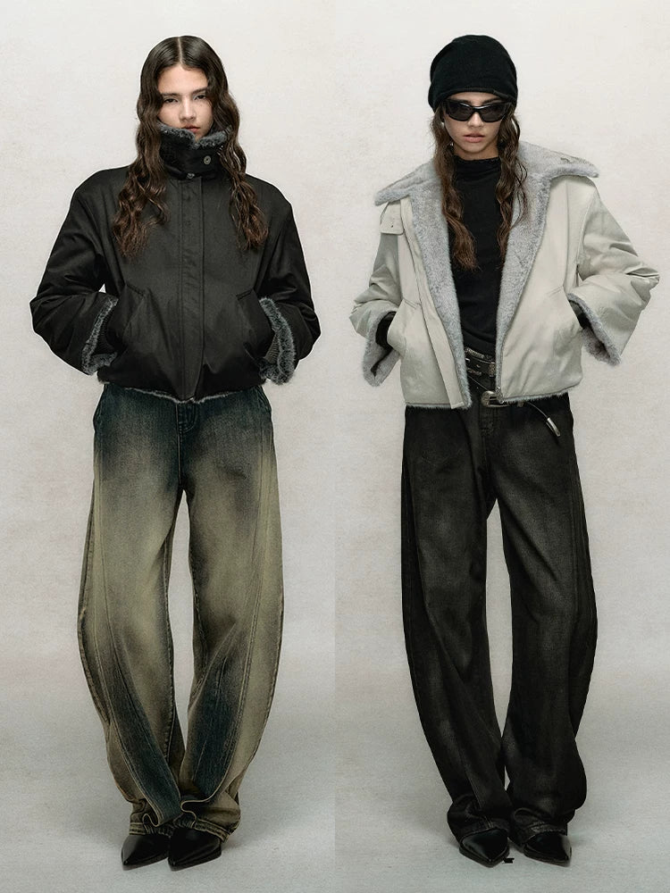 Reversible Short Fake Fur Zipper Jacket