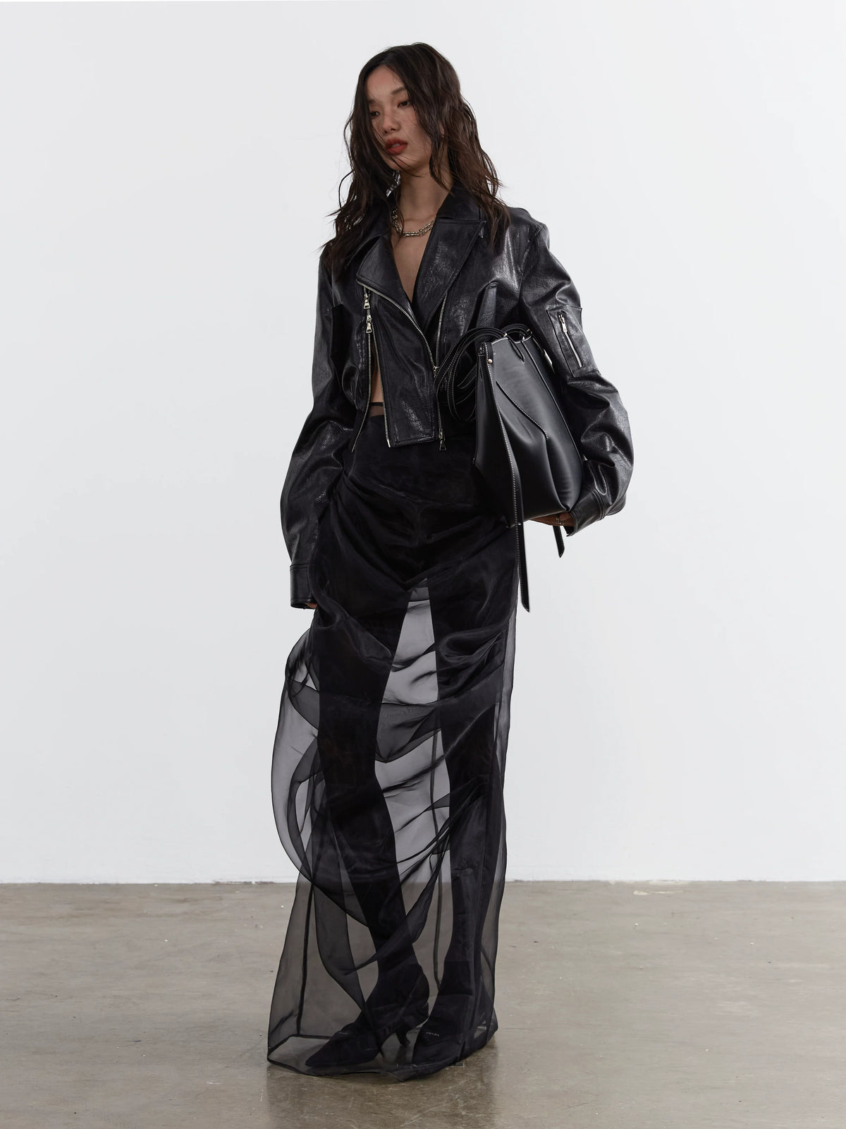 See-Through Chiffon Skirt And Long Skirt
