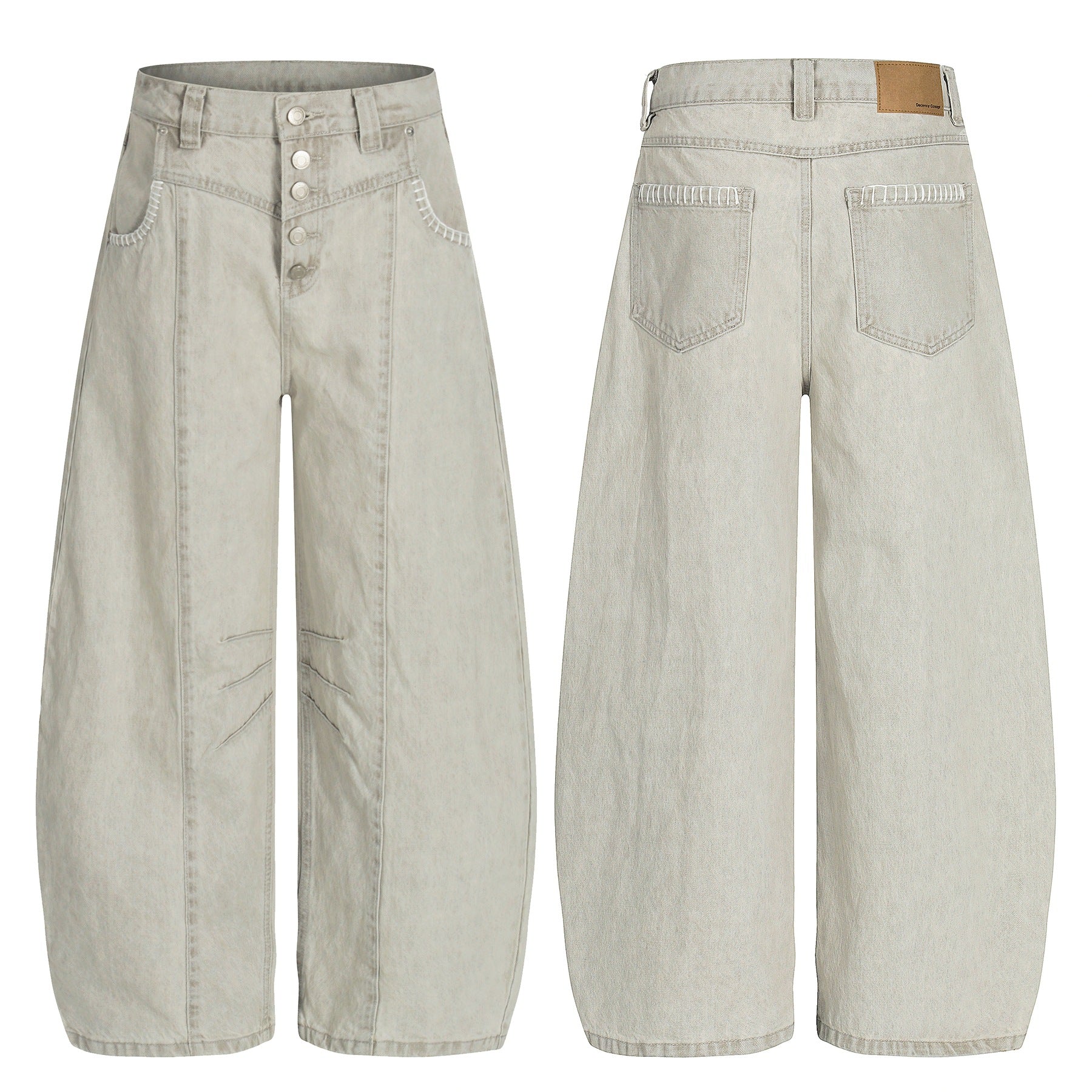 Panel Curved Wide Leg Cargo Pants