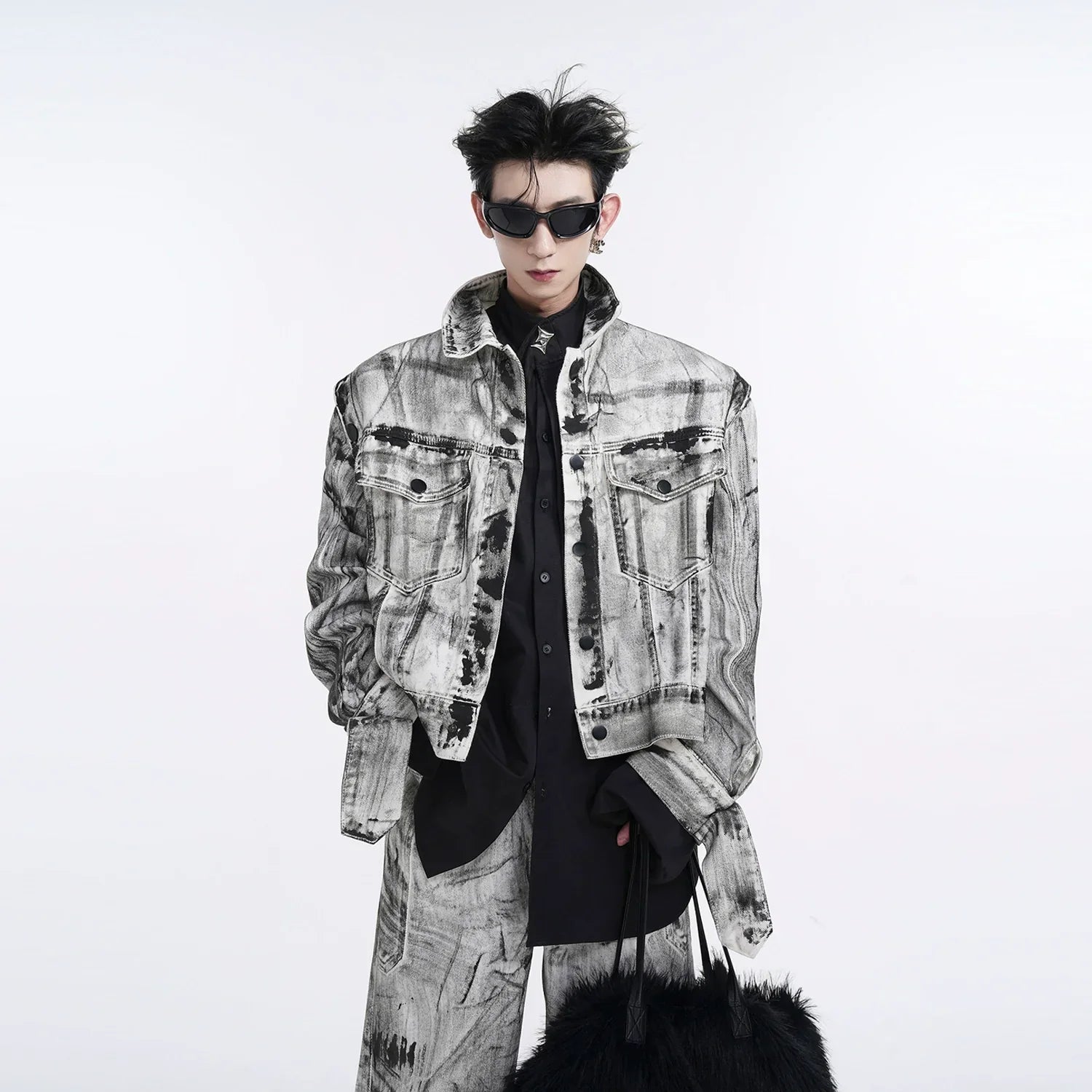 Detachable Sleeve Denim Jacket & Detachable Hem Wide-Leg Denim Jeans Setup