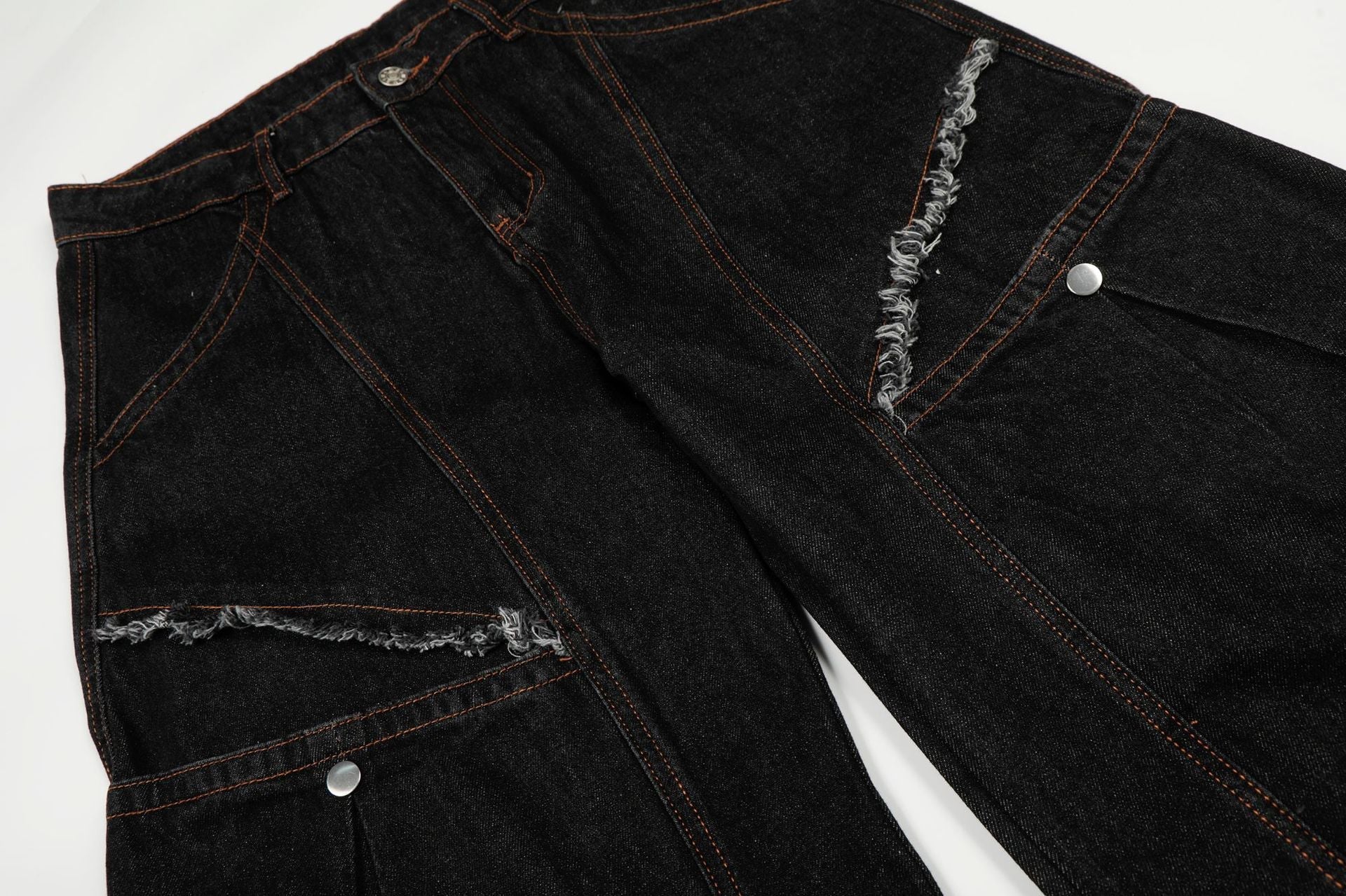 Raw Deconstruction Curved Denim Jeans