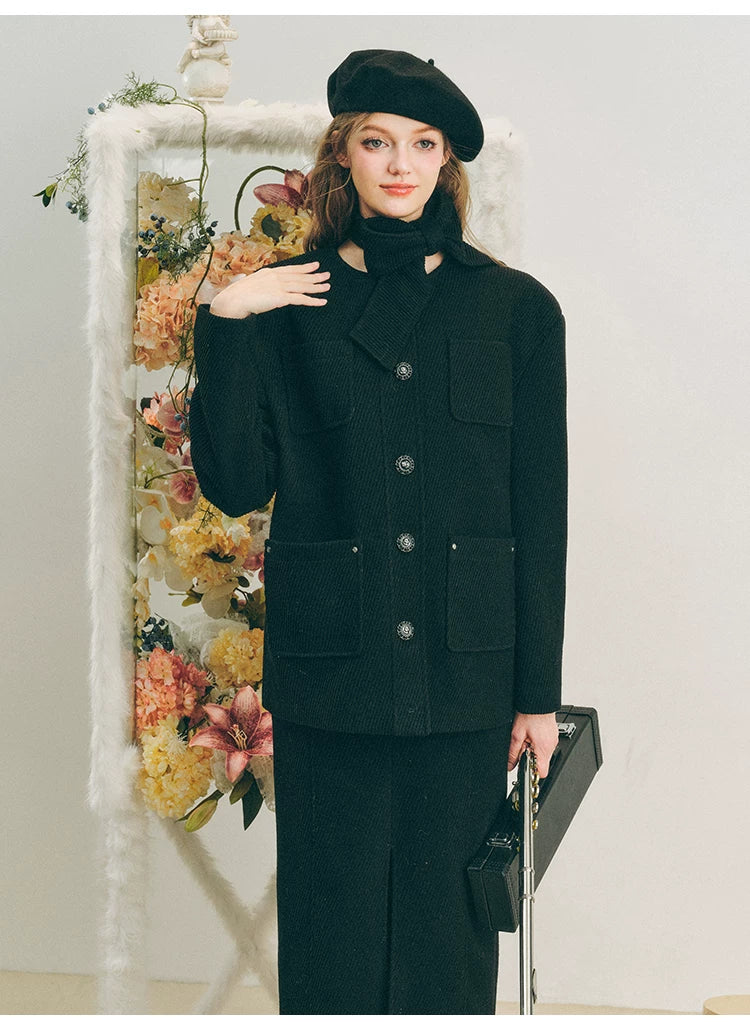 Oversize Corduroy Jacket & Ankle-Length Skirt Setup