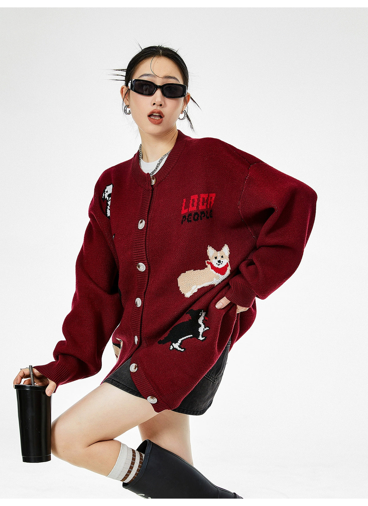 Holiday Printed Oversized Cardigan