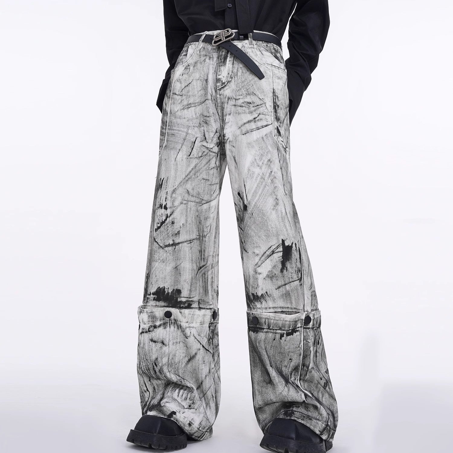 Detachable Sleeve Denim Jacket & Detachable Hem Wide-Leg Denim Jeans Setup