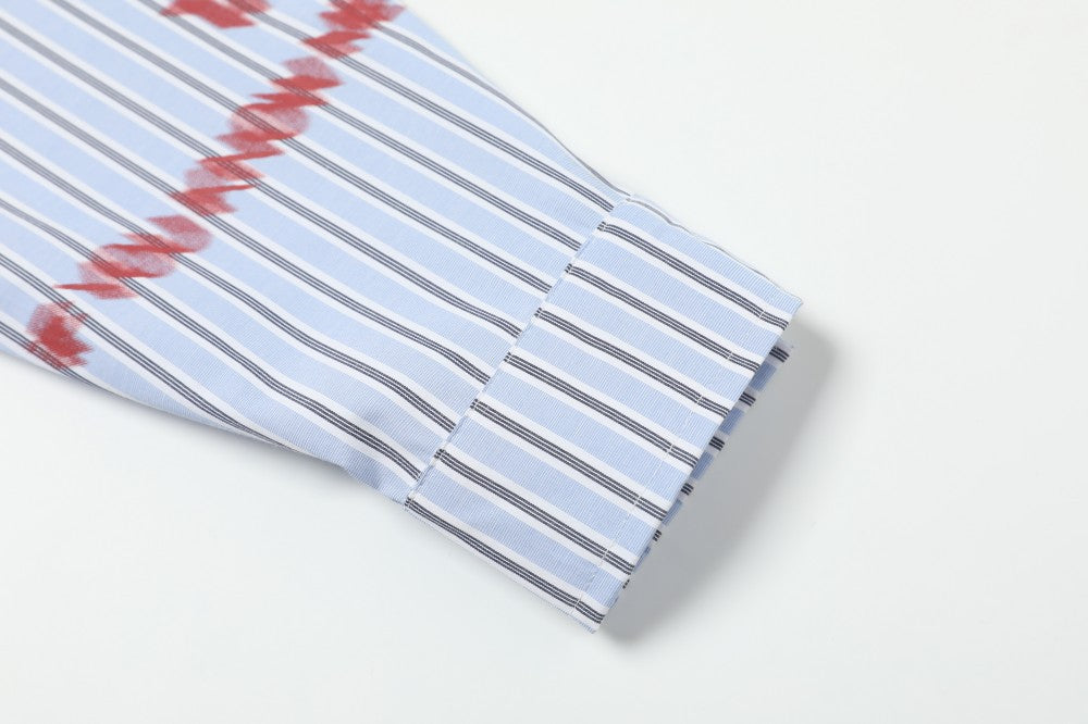 Stripe Letter Print Long Sleeve Shirt