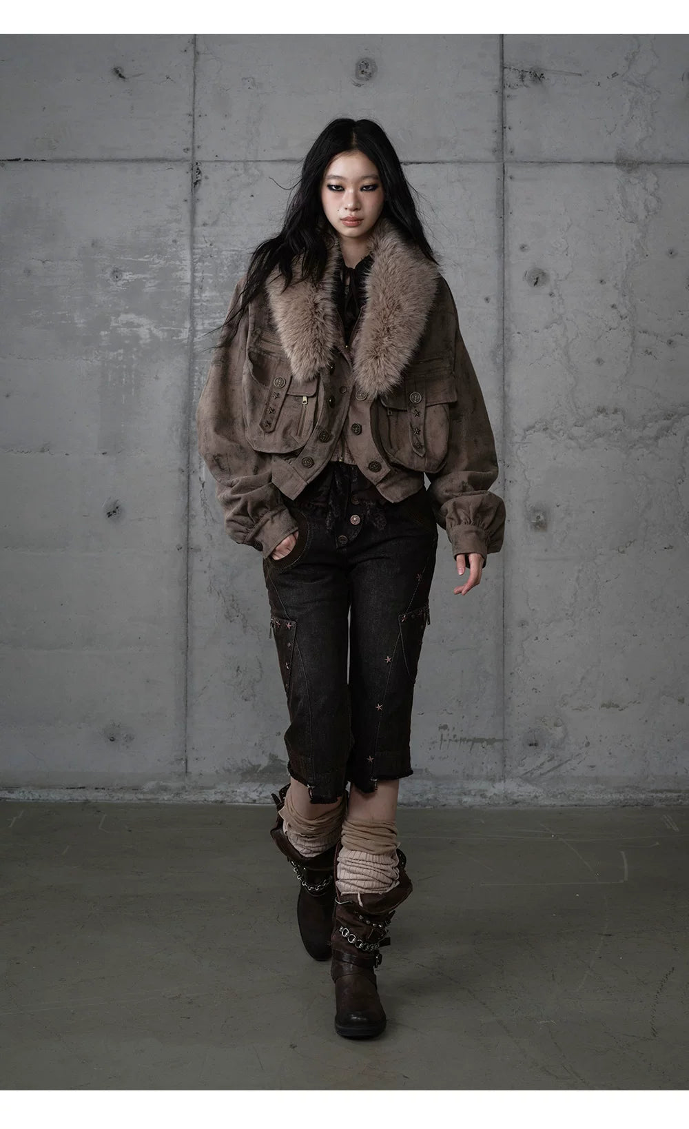 Patchwork Plaid Punk Work Jacket