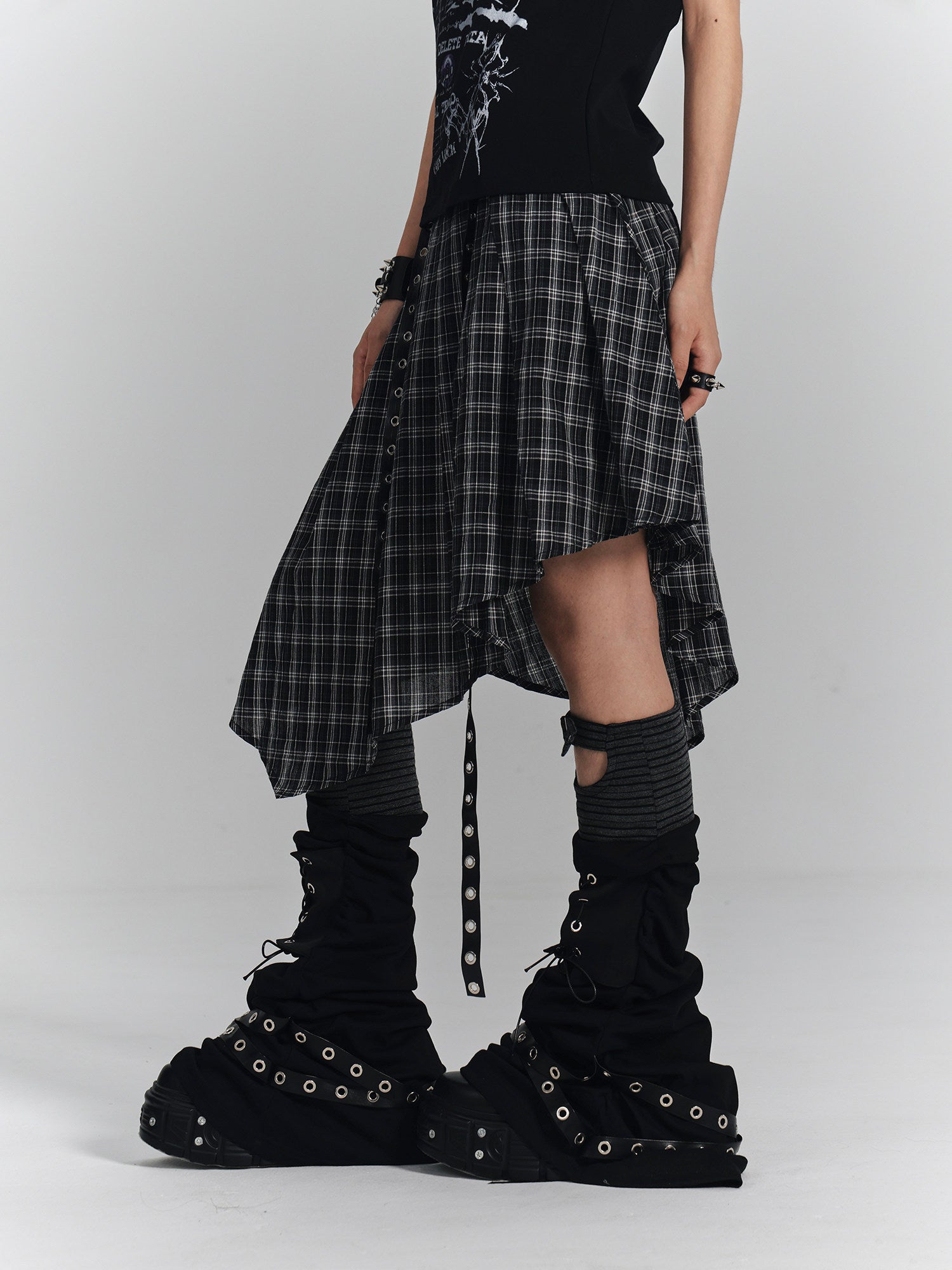 Irregular Plaid A-Line Skirt