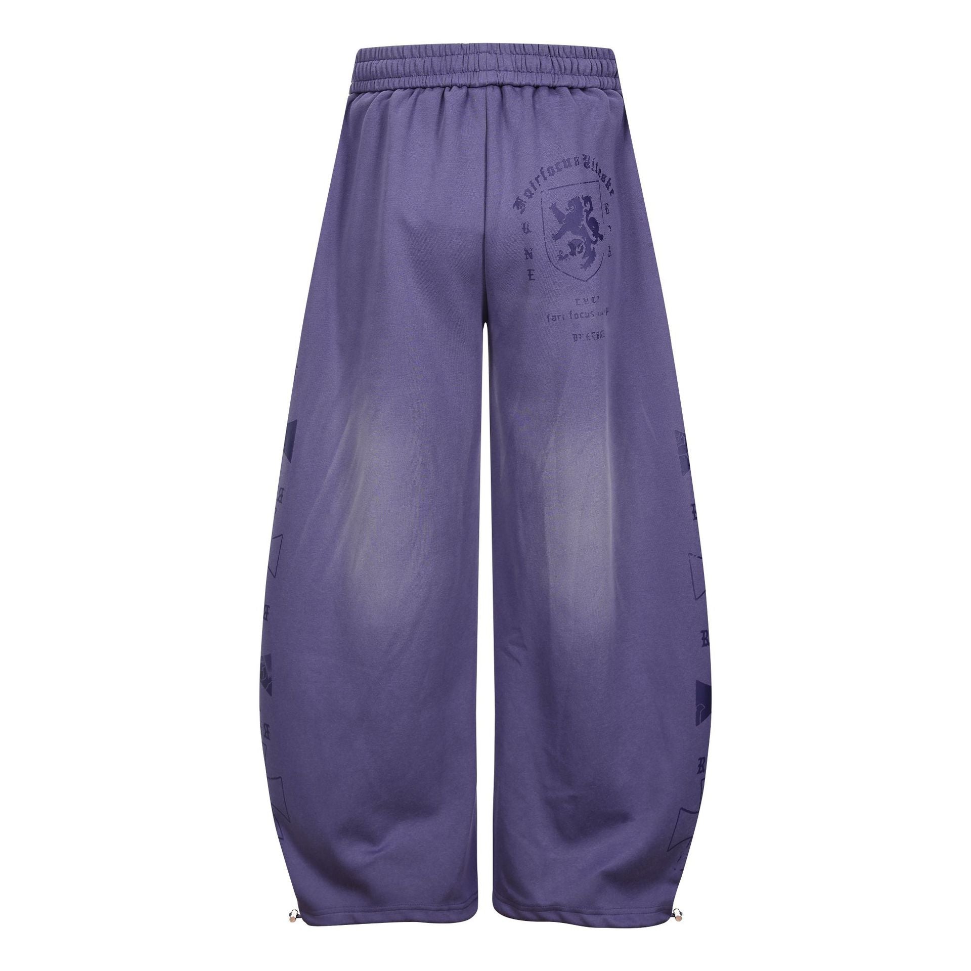 Graphic Print Panel Curved Wide Leg Sweatpants