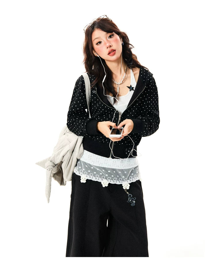 Polka Dot Zipper Hoodie
