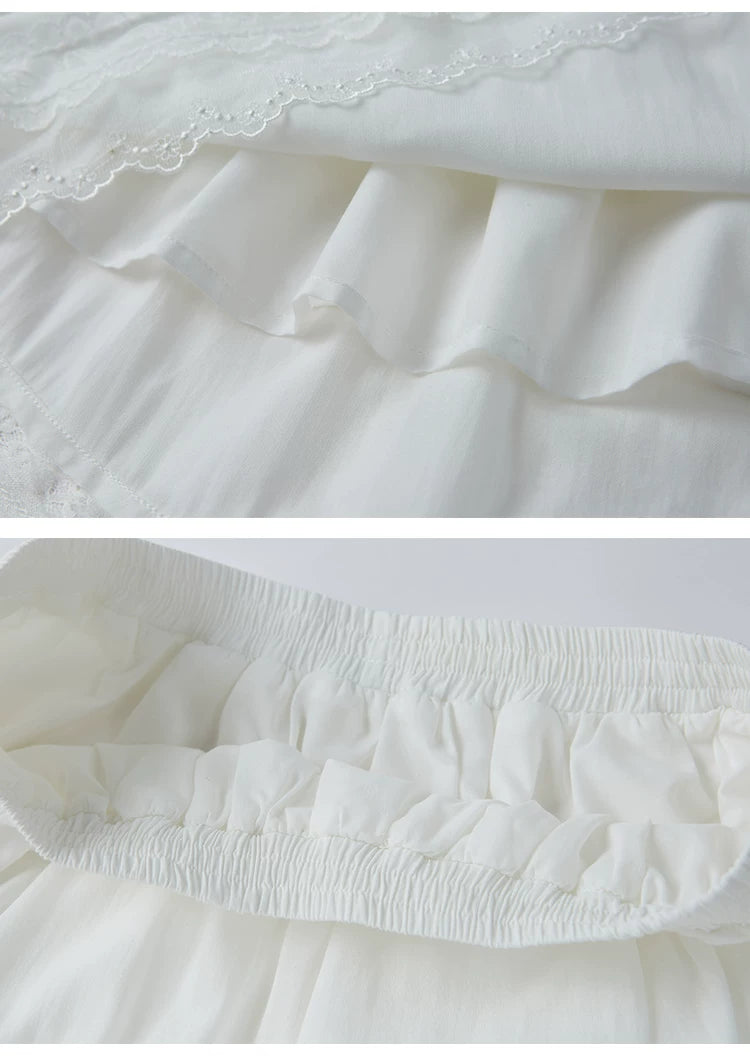 Irregular Lace Short Double Skirt