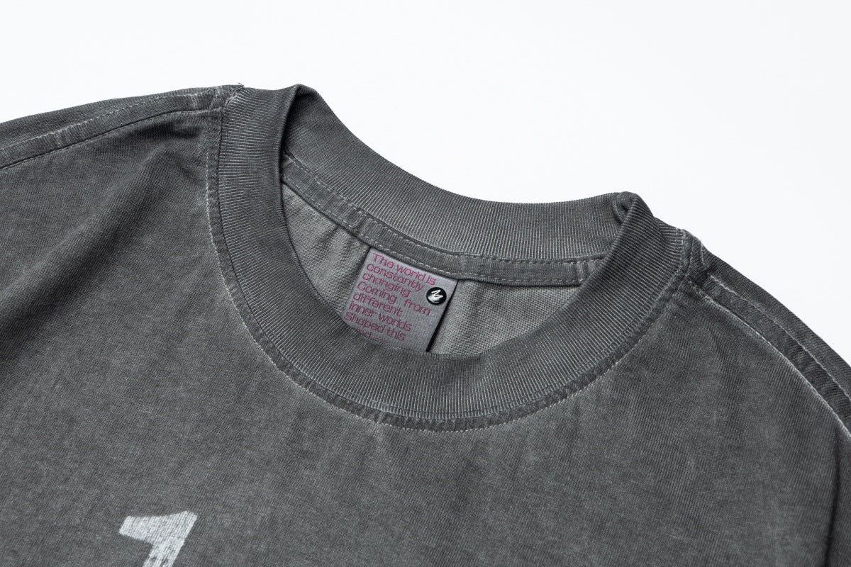 Washed Letter Print Oversize Short Sleeve T-Shirt