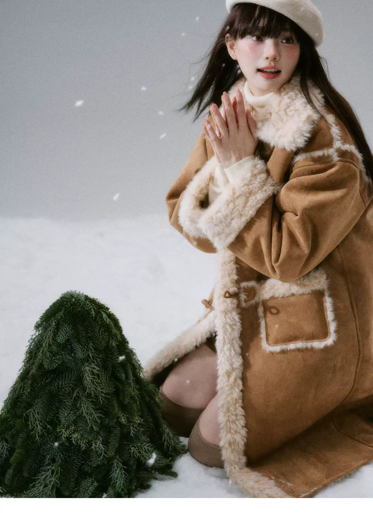 Cream Oak College Vintage Fur Horn Button Coat