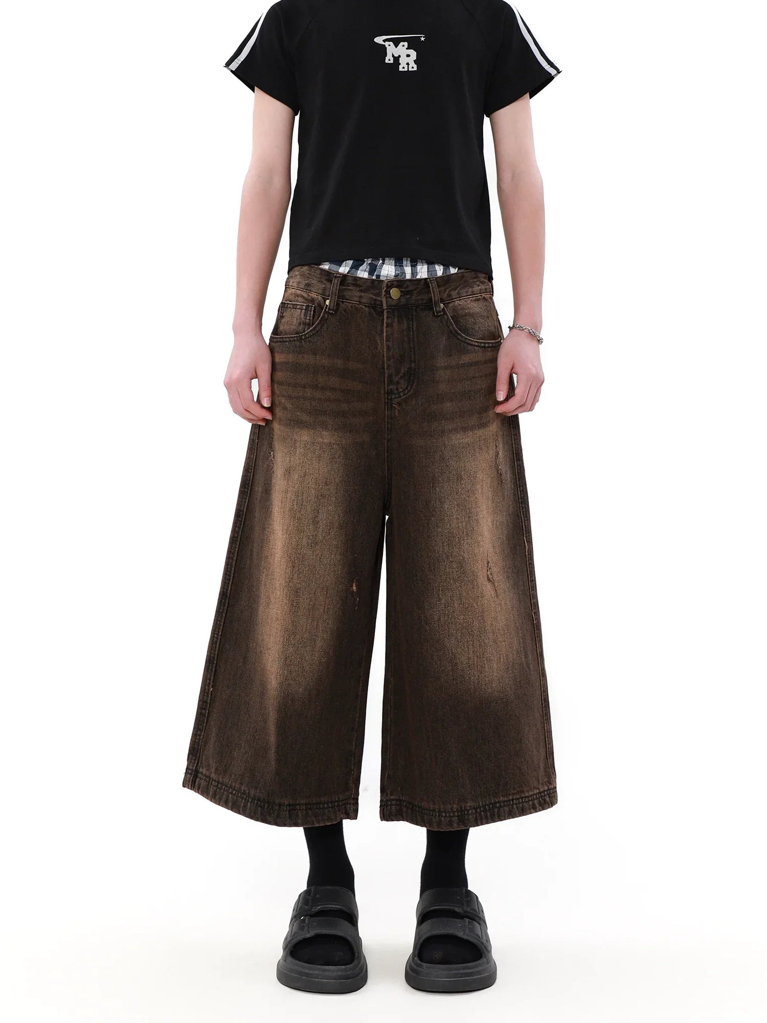 Ankle-length Wide Leg Denim Jeans