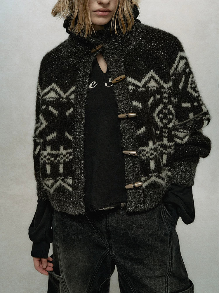 Fair Isle Jacquard Knit Cardigan