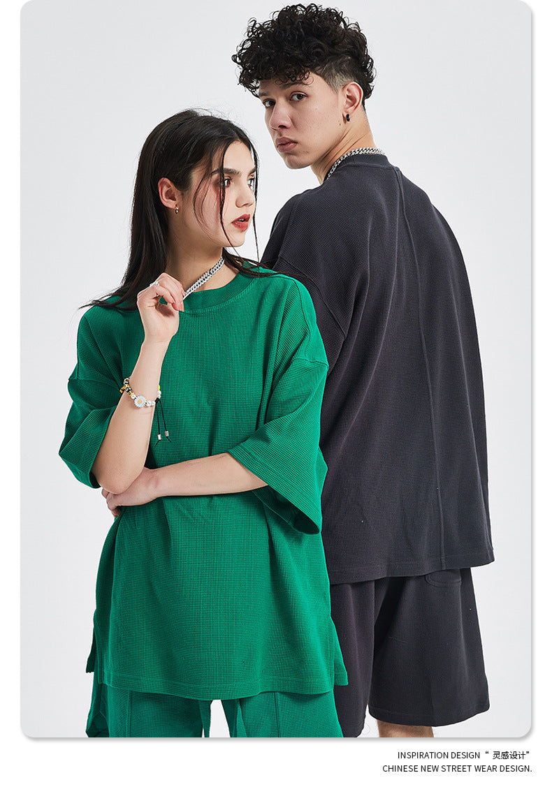 Oversize Waffle Short-sleeve T-shirt & Waffle Short Pants Setup