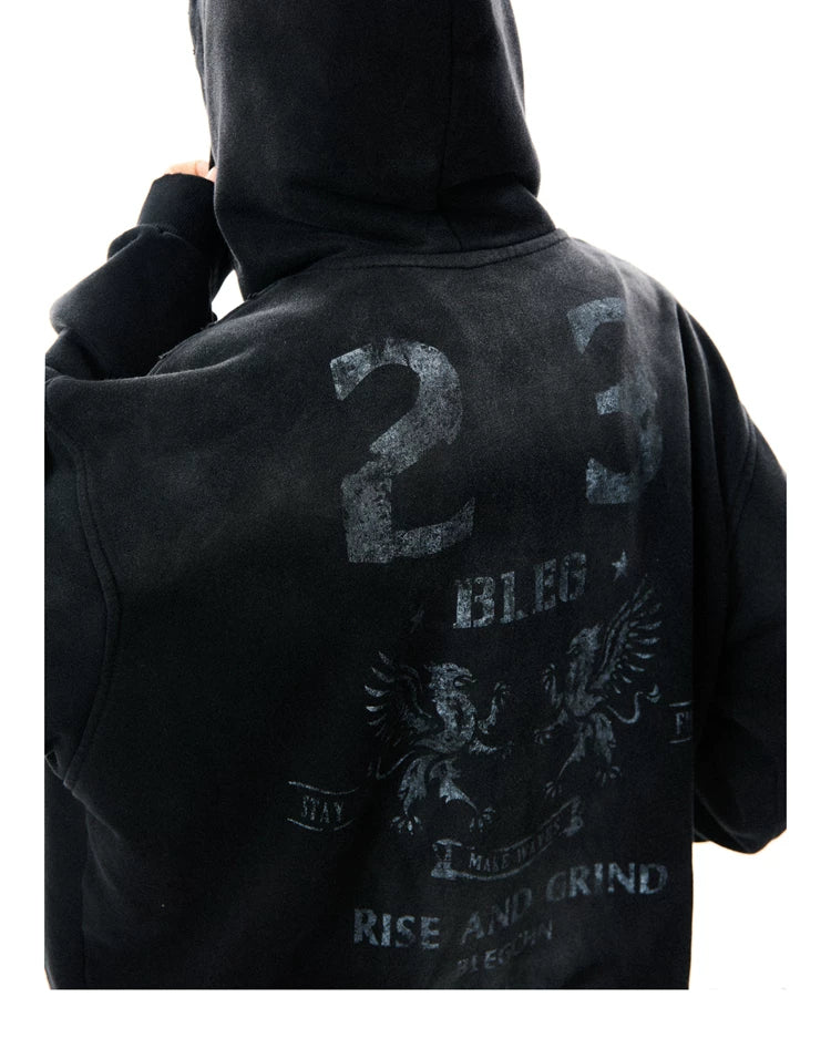 Paint Splash Graphic Print Oversize Zipper Hoodie