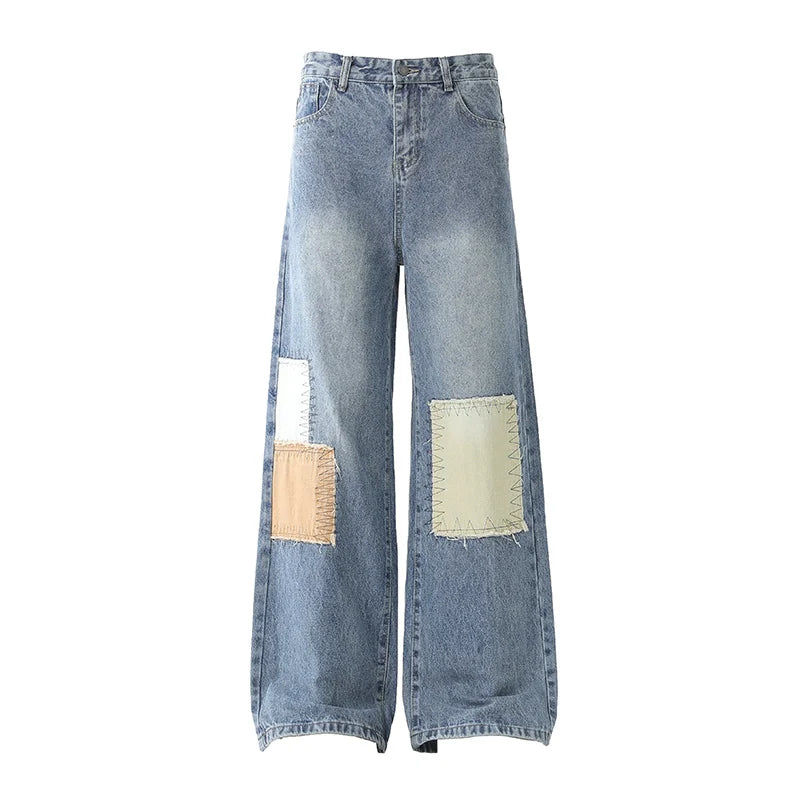 Vintage Stitched Patchwork Denim Jeans