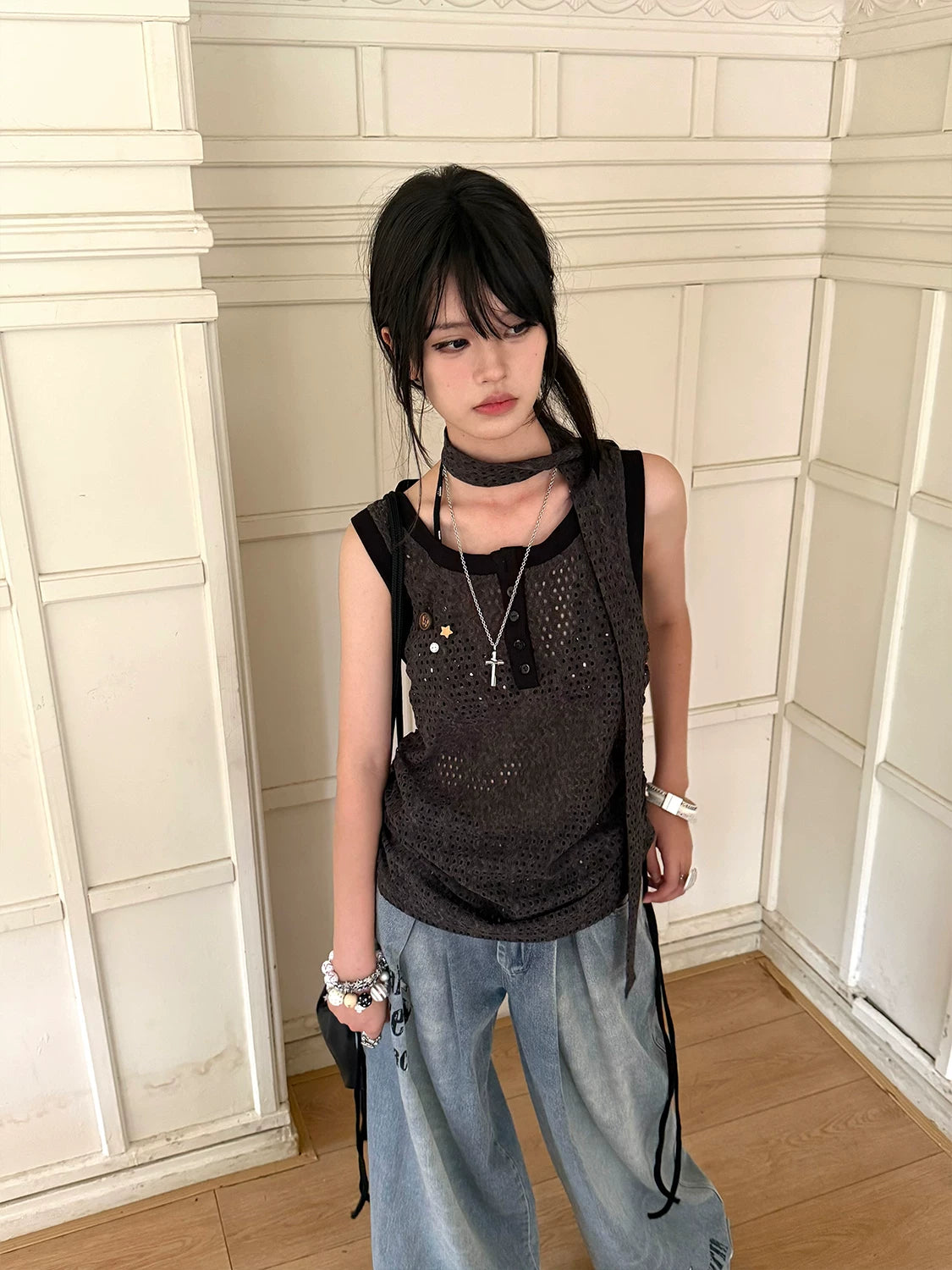 Strap Detail Oversize Tank Top