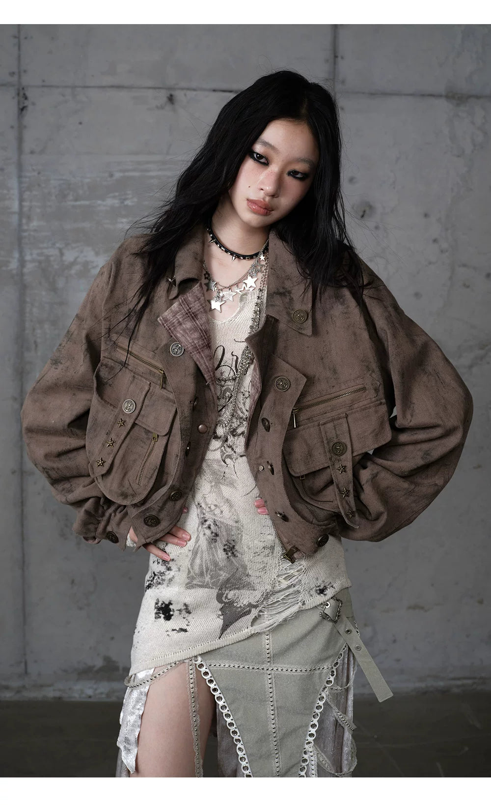Patchwork Plaid Punk Work Jacket