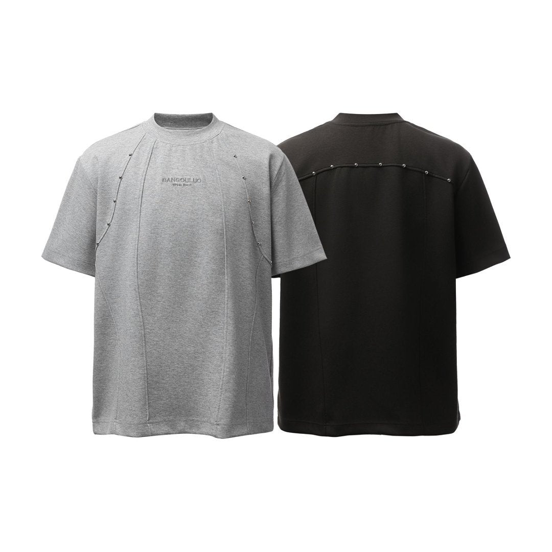 Heavyweight Double Yarn Deconstruction Beads Oversize Short Sleeve T-Shirt