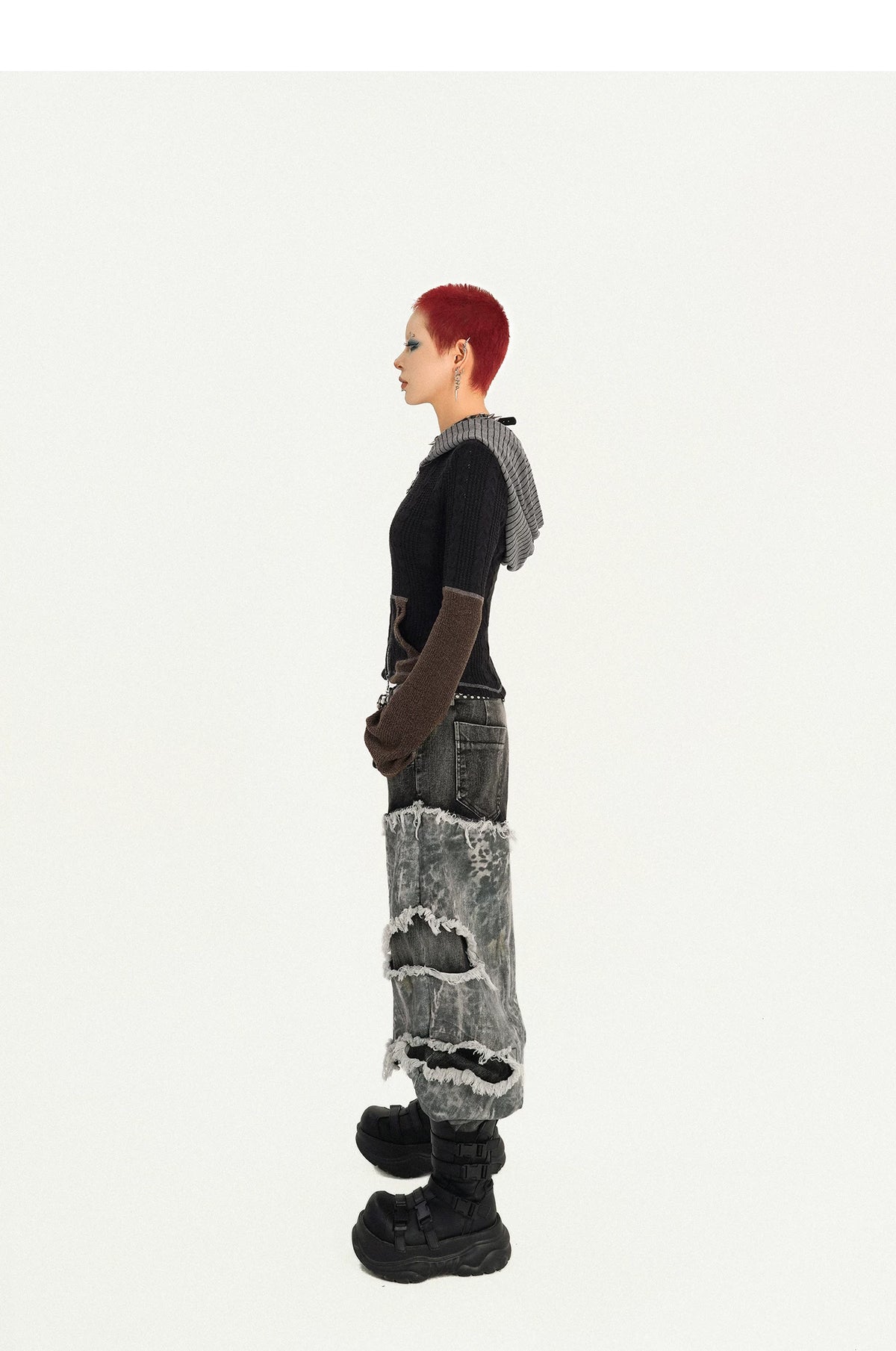 Hooded Zipper Fitted Knit Cardigan
