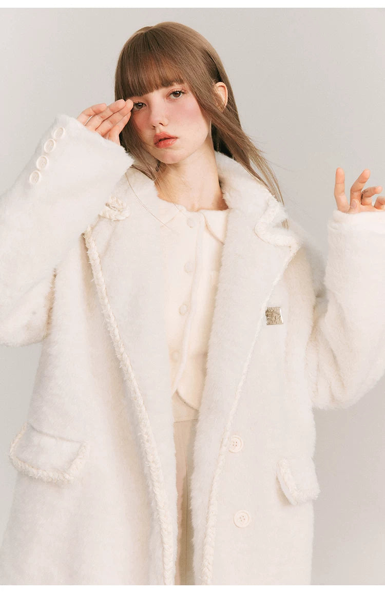 Loose Plain Fake Woolen Jacket