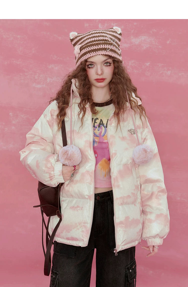 Oversize High-Neck White Duck Down Jacket