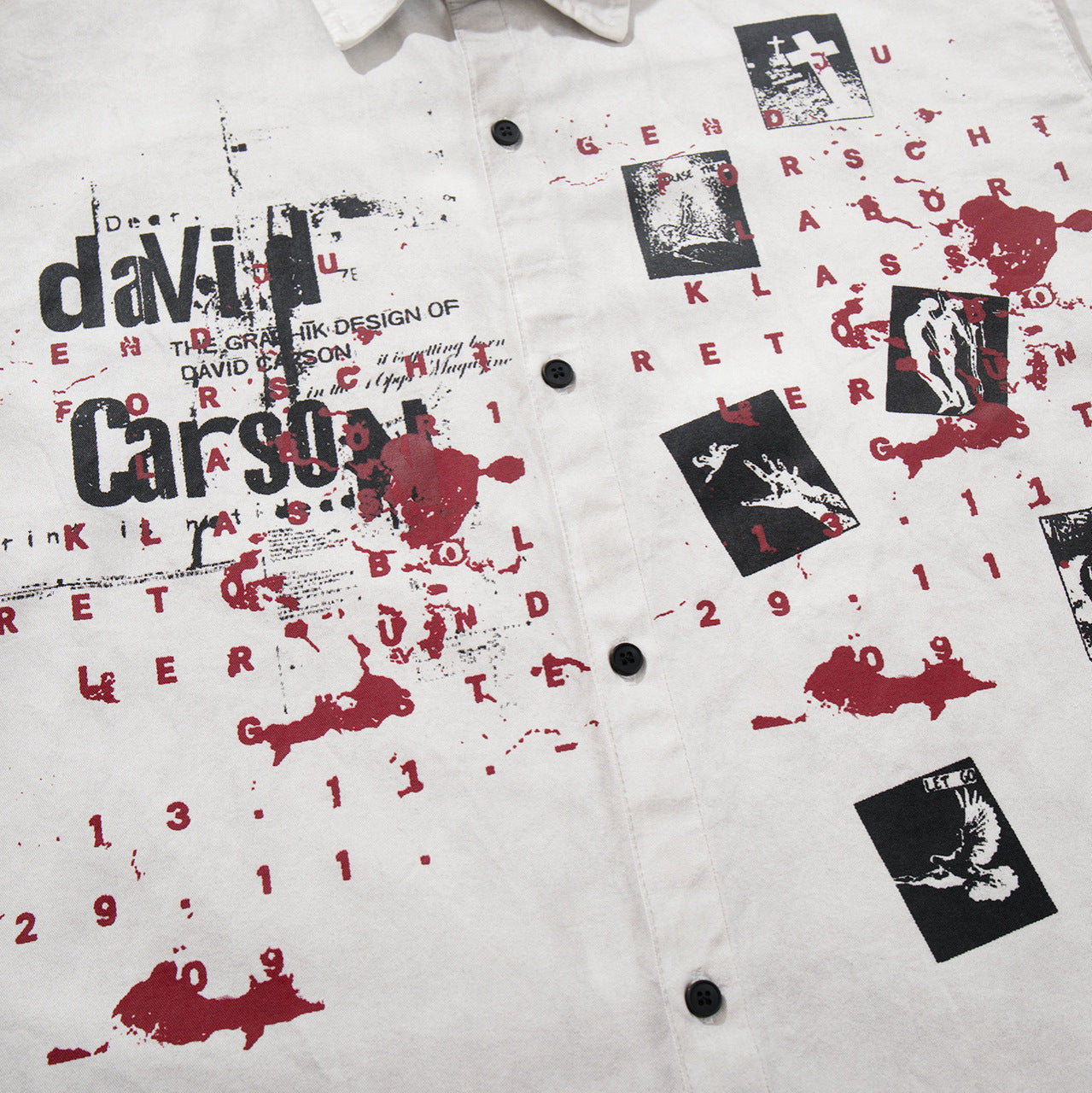 Dirty Dye Washed Graphic Print Short Sleeve Shirt