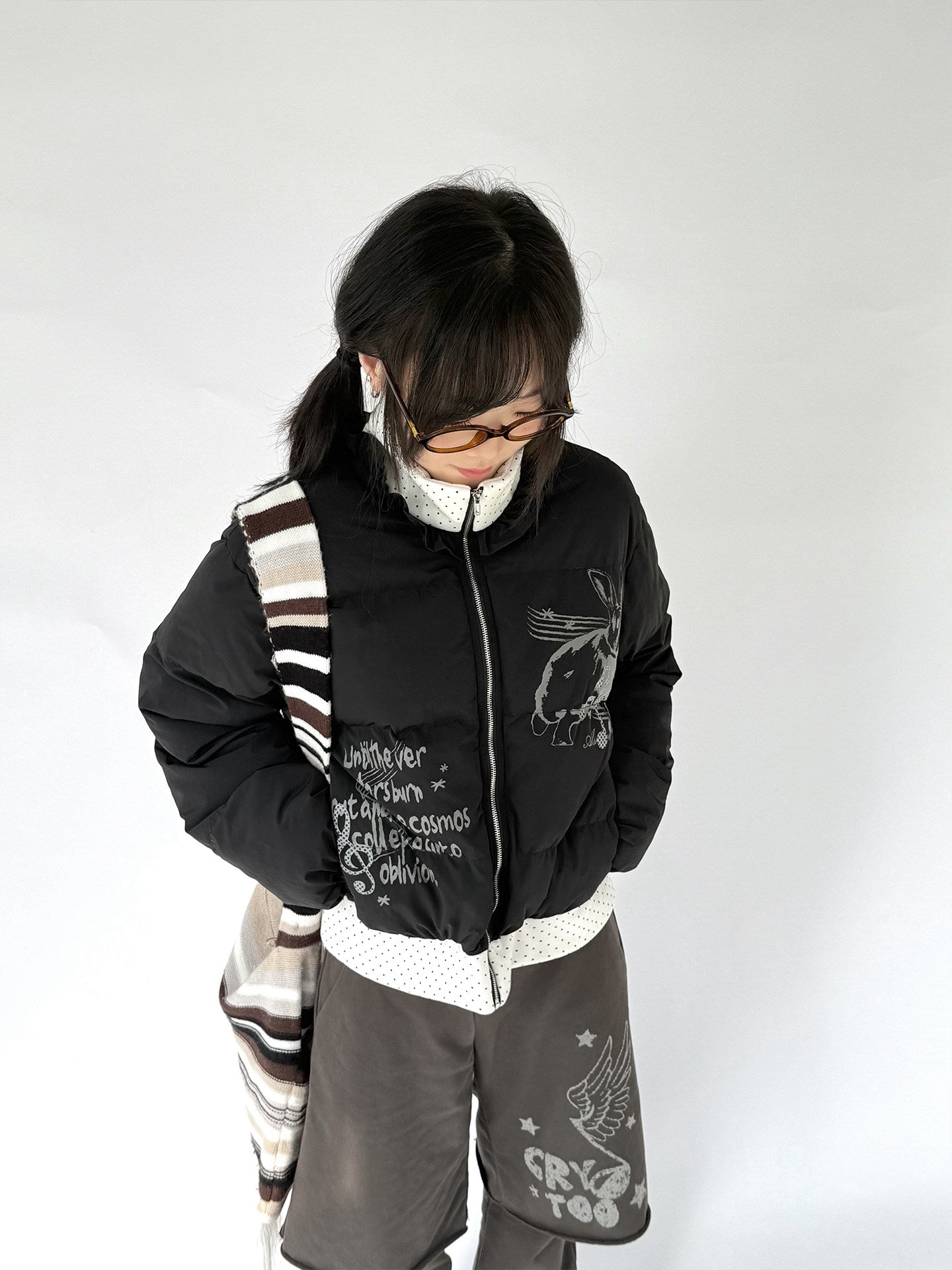 Fake Layered Half Flare Low Rise Pants