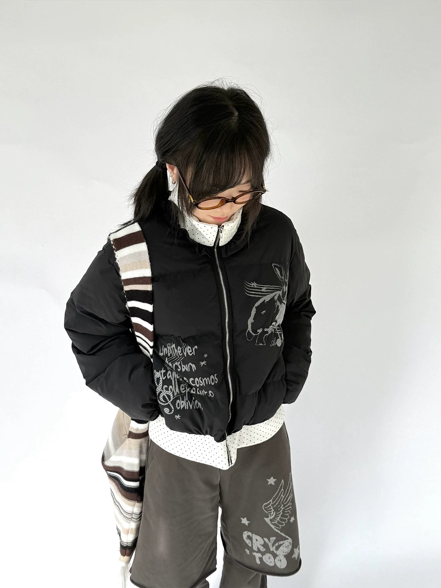Fake Layered Half Flare Low Rise Pants