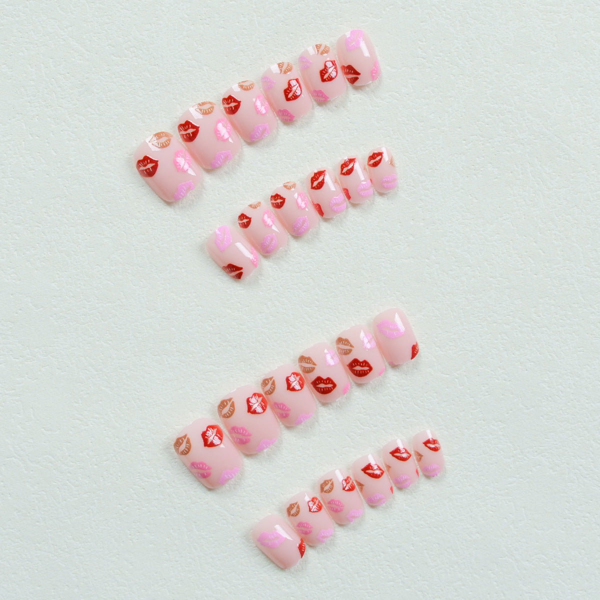 Europe and the United States wear nails Valentine's Day series wear nail art cute cartoon color lip nail patches fake nail pieces