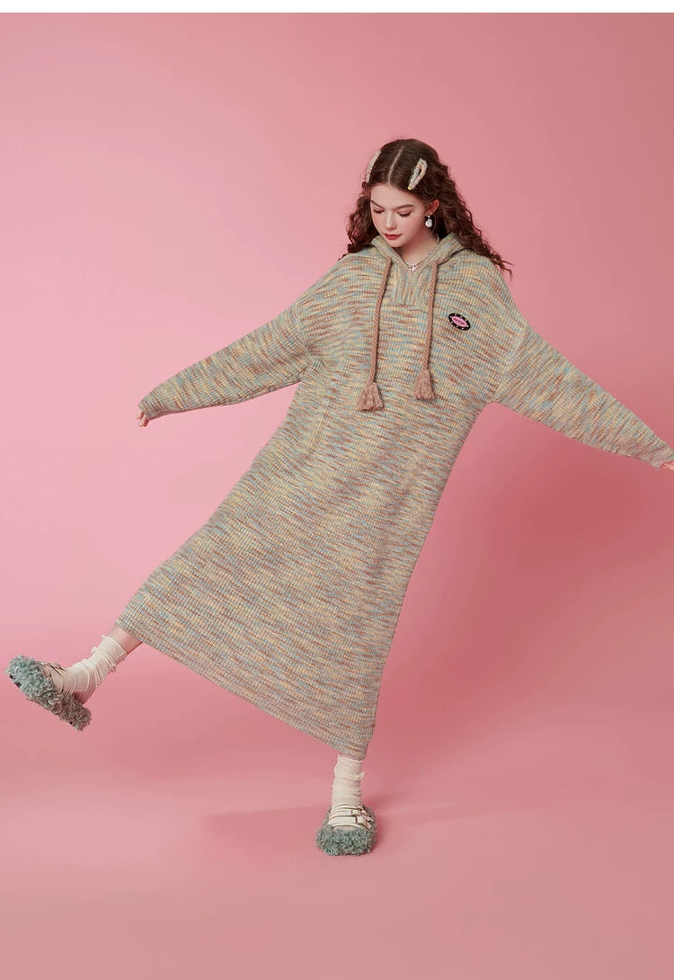 Hooded Knit Sweater Dress