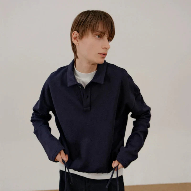 Drawstring Polo Sweatshirt