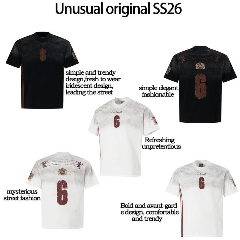 Spray Paint Number Print Short Sleeve T-Shirt