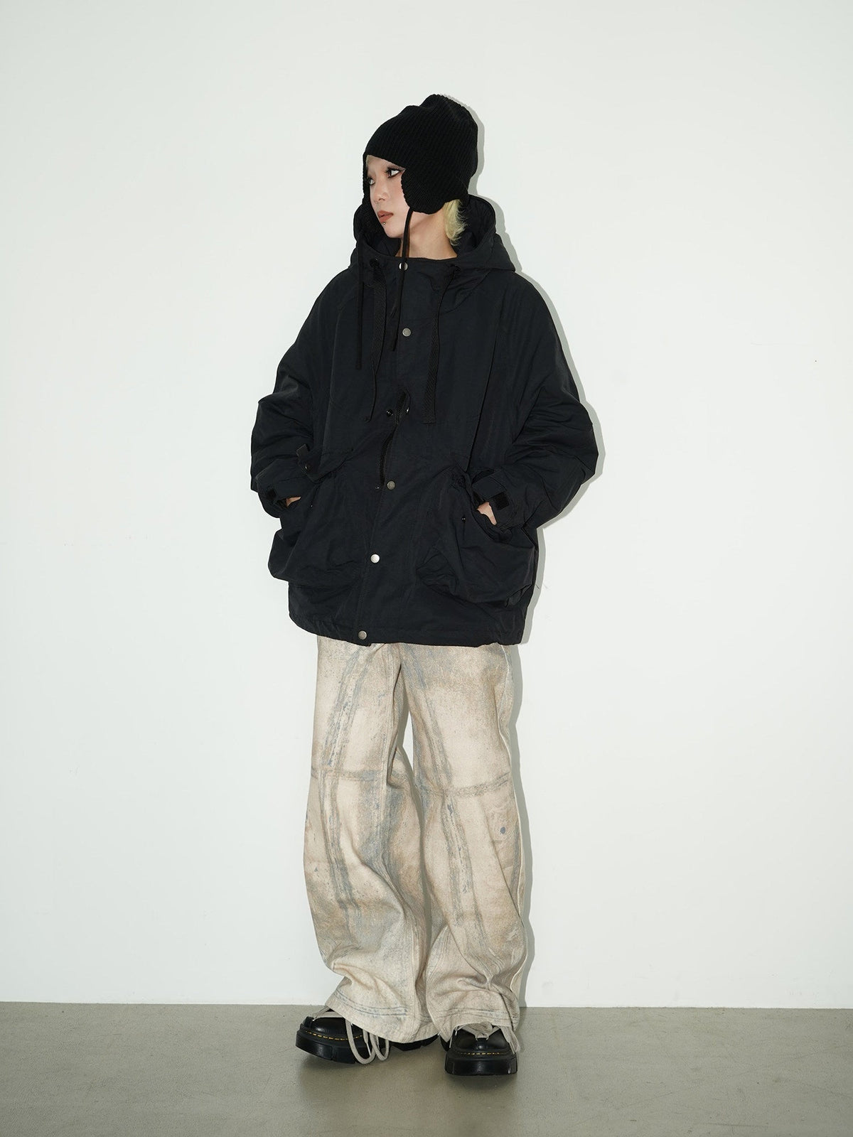 3D Graffiti Print Wide Leg Denim Jeans